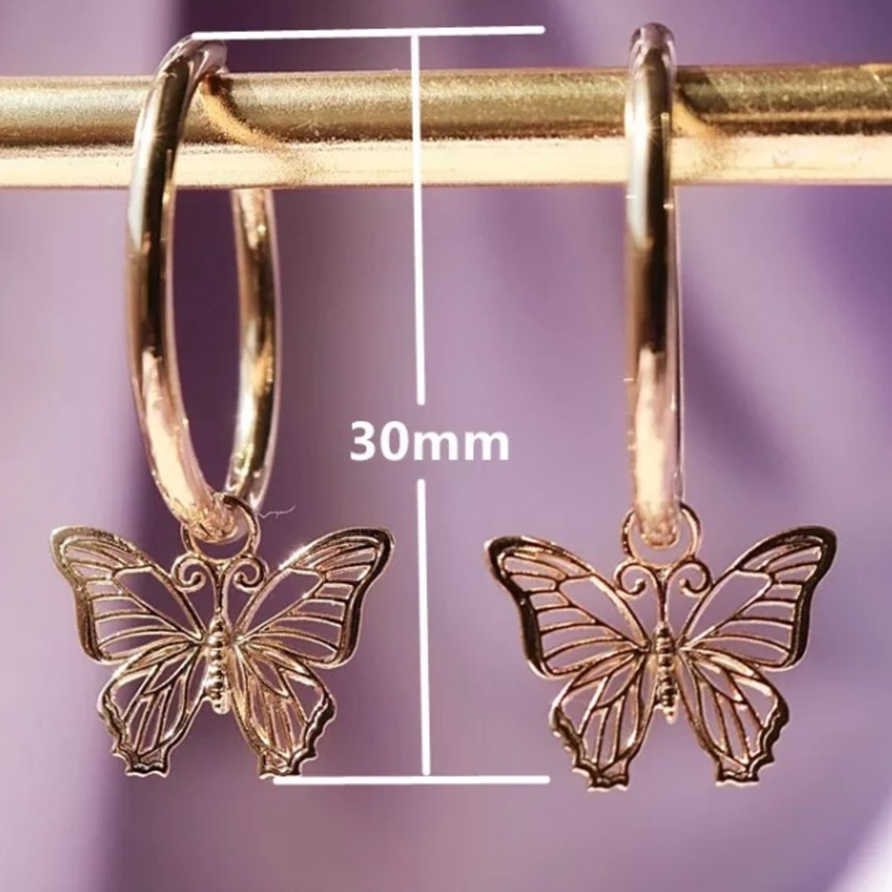 18K gold plated butterfly earrings - Picture 2 of 4